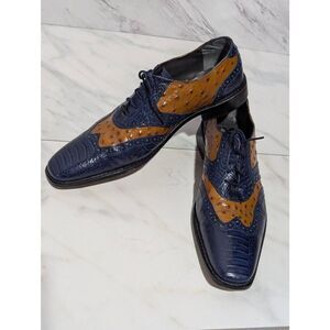 Stacy Adams Navy and Cognac Leather Derbys